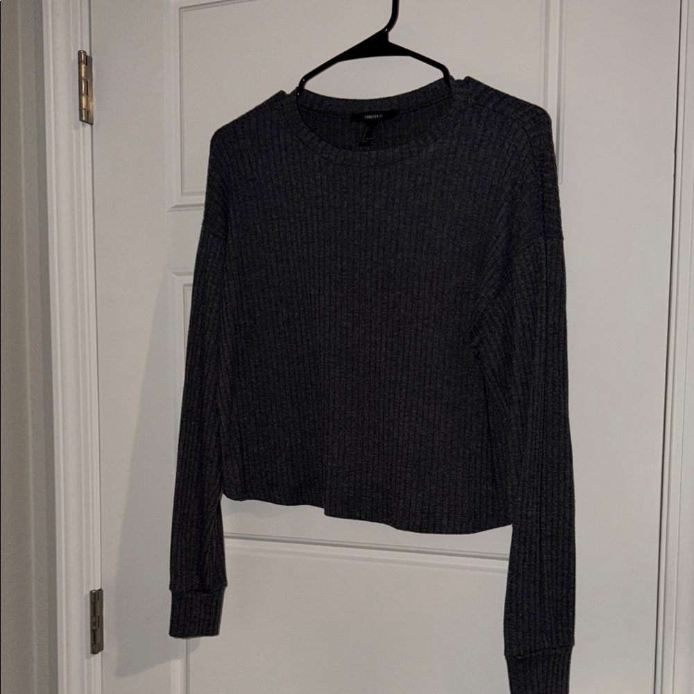 Forever 21 Charcoal Ribbed Sweatshirt